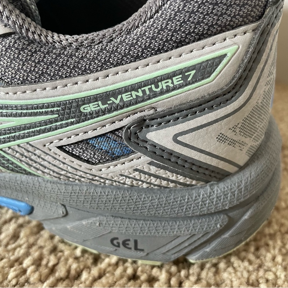 ASICS Gel Venture 7 Trail Shoe Women’s 9 Gray and Mint Athletic Sneakers - Picture 2 of 11